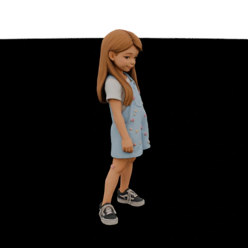 Young Girl in Blue Overalls 3D Model