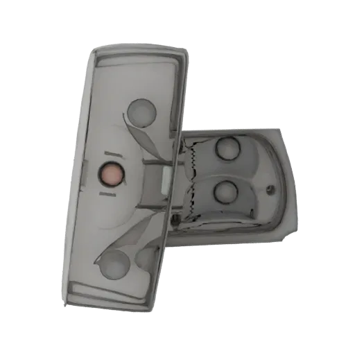 3D-Modell-Rendering eines modernen Badezimmer-Wasserhahns mit Einhebelmischer und polierter Chromoberfläche, vor schwarzem Hi