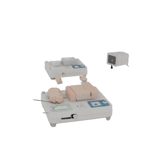 Surgical Suture Trainer 3D model, three-quarter front view, AR viewer studio render, showing material detail and scale.