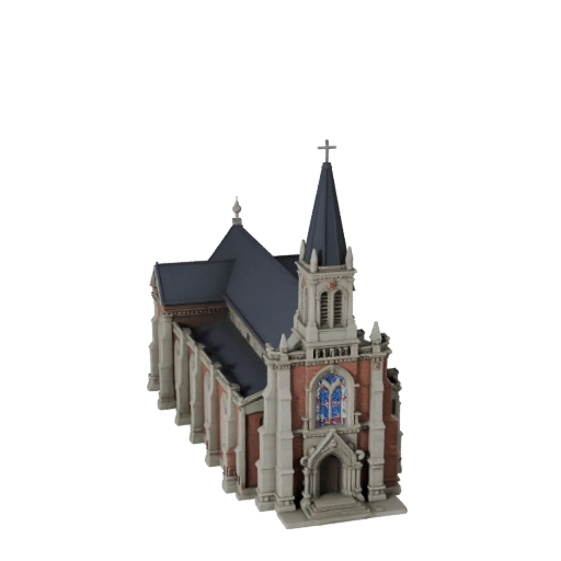 Modelo 3D de Iglesia Estilizada - Asset para Videojuegos de Arquitectura