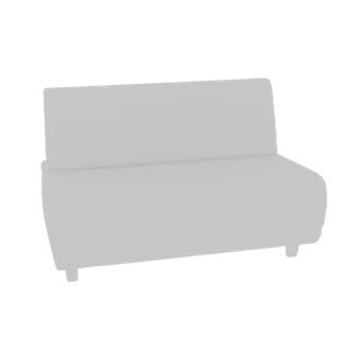 A light gray, modern two-seater sofa with a minimalist design, presented as a 3D model.