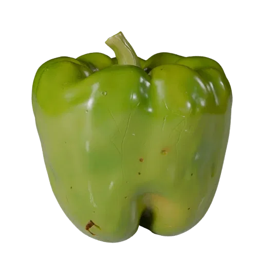 Chopped Bell Pepper High Poly 3D model, close-up studio render, showing leaf veins, clear vegetable silhouettes.