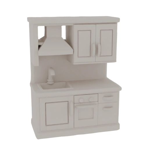 Modern Miniature Kitchenette with Sink, Oven, and Cabinets