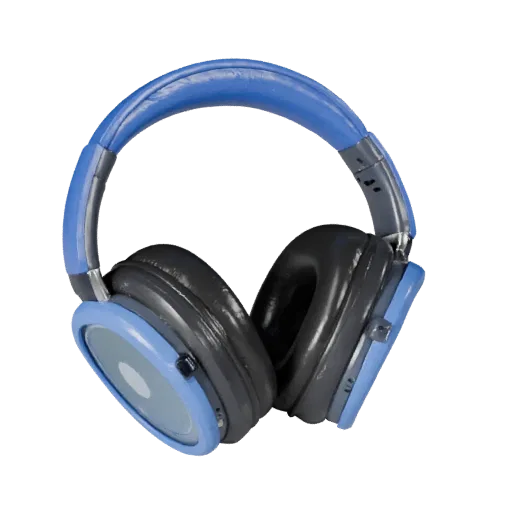 Modello 3D Cuffie Wireless, rendering studio a tre quarti, che mostra morbidi padiglioni auricolari, scala indossabile.