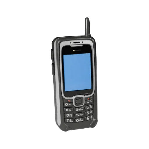 Rugged Retro Mobile Phone 3D model, three-quarter front view, AR viewer studio render, showing detail and scale.