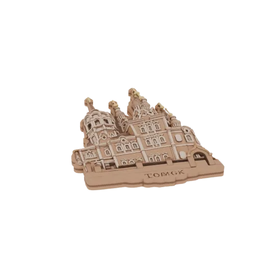 3D model of the Tomsk City Kremlin, a detailed architectural replica with domes and intricate facades.