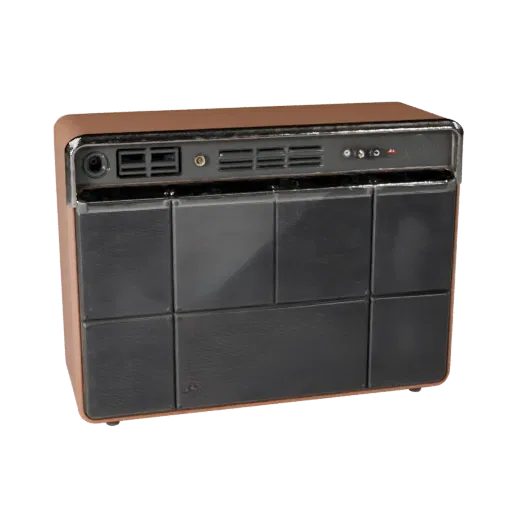 Retro Smart Speaker Modular 3D model, home interior, isometric modular kit view, plastic detail.