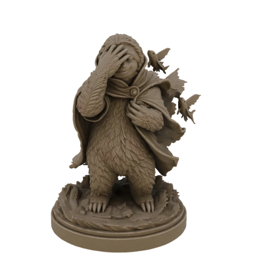 Furry Creature with Birds Miniature