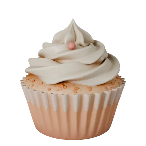 Mini Cupcake High Poly 3D model, close-up studio render, showing cream, sweet food silhouette.