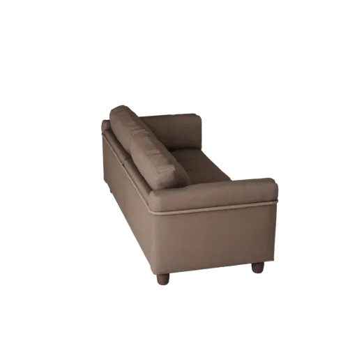 Tufted Modular Couch 3D model, living room, three-quarter front view, Unity viewport, woven fabric detail.