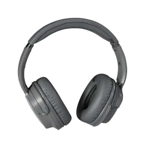 Retro Noise Canceling Headset 3D model, three-quarter studio product render, showing soft ear pads, form detail.