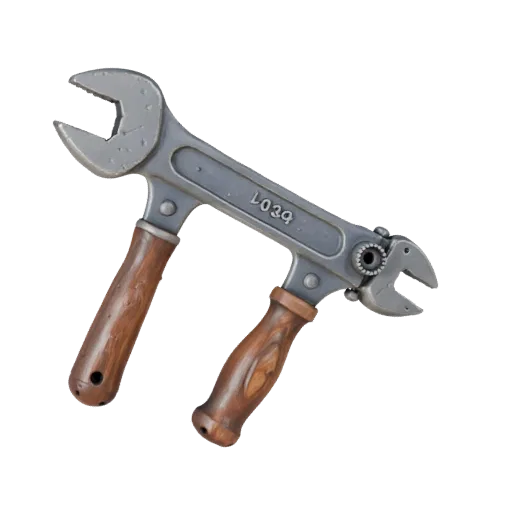 Worn Wrench High Poly 3D model, close-up studio render, showing painted metal, functional silhouettes.