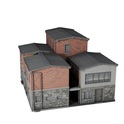 Modular Public Building Kit Unity-ready 3D model, Unity engine viewport, showing modular building kit materials and architect