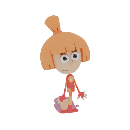 Cute Orange Haired Girl 3D Model