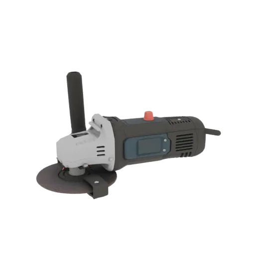 Modelo 3D Imprimible Amoladora Angular para Contratista, render STL isométrico, mostrando plástico moldeado, mangos ergonómic