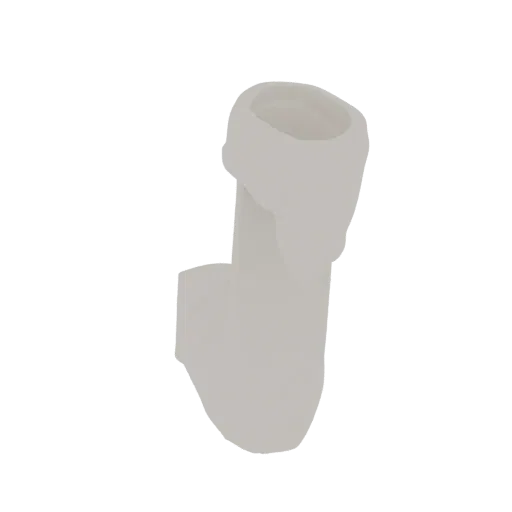 A 3D render of a white ceramic pipe fitting with a perpendicular branch, isolated on a white background.