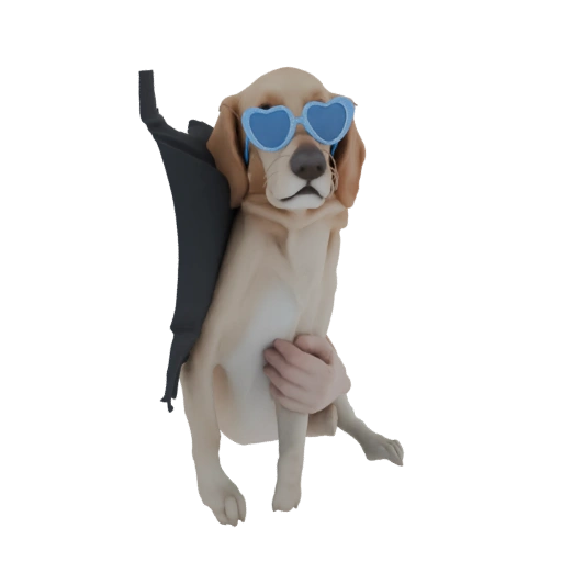 Cool Dog with Heart Sunglasses 3D Model