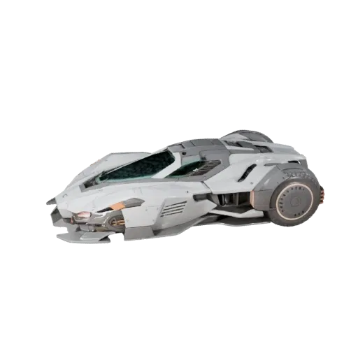 Speeder Bike 3D-Modell, Dreiviertel-Studioansicht, Animations-fertiges Fahrzeug-Asset mit futuristischen Verkleidungen, Antri