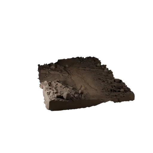 Muddy Battlefield Ground Unreal Engine 3D model, top-down viewport view, showing layered soil, terrain detail.