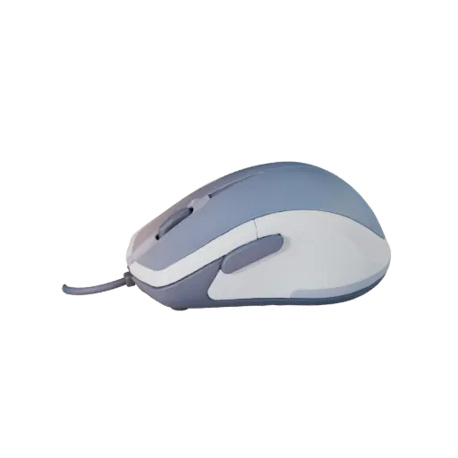 Minimal Mouse Stylized 3D model, stylized isometric render, showing plastic shells, desktop scale.