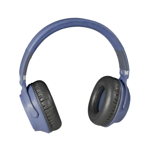 Modello 3D Cuffie Sportive, vista frontale tre quarti, rendering studio visualizzatore AR, che mostra padiglioni morbidi, sca