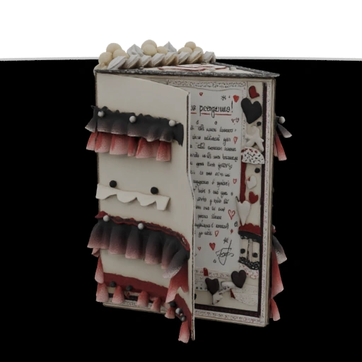 Ornate Decorative Box with Ruffled Edges and Heart Accents