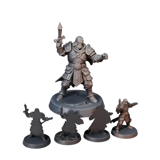 Fantasy Wizard Miniature STL printable 3D model preview three-quarter display angle, pose and resin detail
