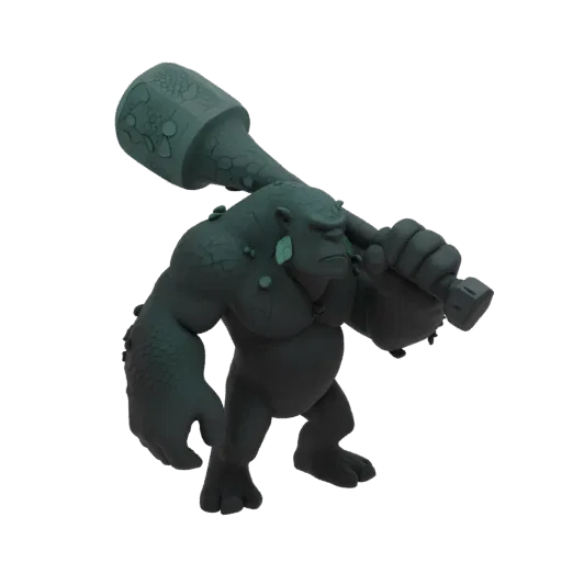 Dark Fantasy Troll Feind Miniatur STL, Drei-Viertel-Tabletop-Rendering, harzdruckbare Feind-Miniatur mit smaragdgrünem Eisen,