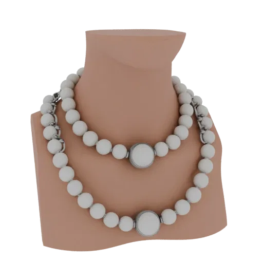 Pearl Collar Necklace render detail 3D model, top-down studio render, highlighting necklace form and finish detail.