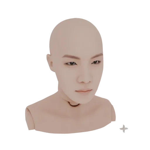 3D render of a bald man's head and shoulders bust with realistic facial features and a neutral expression.