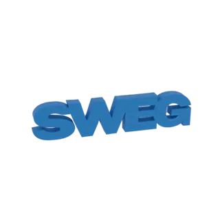 A 3D render of the SWG logo in a bright blue color, with a slight perspective tilt.
