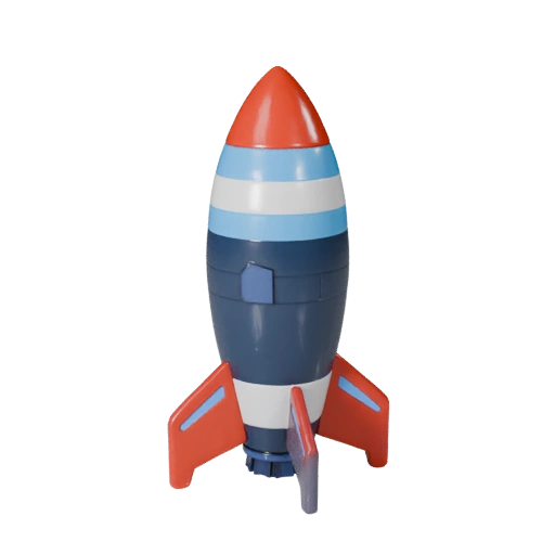 Modelo 3D de Foguete Desenho Animado para Jogos Estilizados Ativo PBR