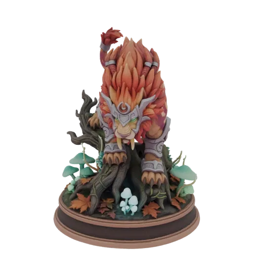 Feral Worgen Druid Miniature with Forest Base