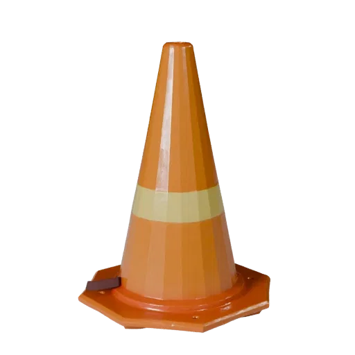 Utility Safety Cone Low Poly 3D model, game viewport three-quarter view, showing plastic shells, form detail.