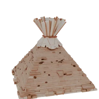 3D-Modell einer ägyptischen Pyramide mit offenem Buch an der Spitze, Vorderansicht