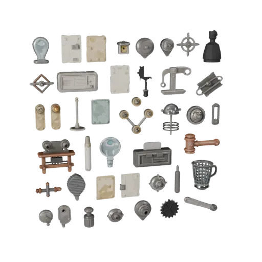 Workshop Street Clutter 3D model, three-quarter front view, Unreal Engine viewport, showing material detail and scale.