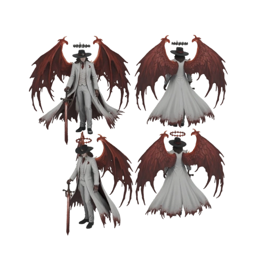 Angelic Warrior with Wings and Sword