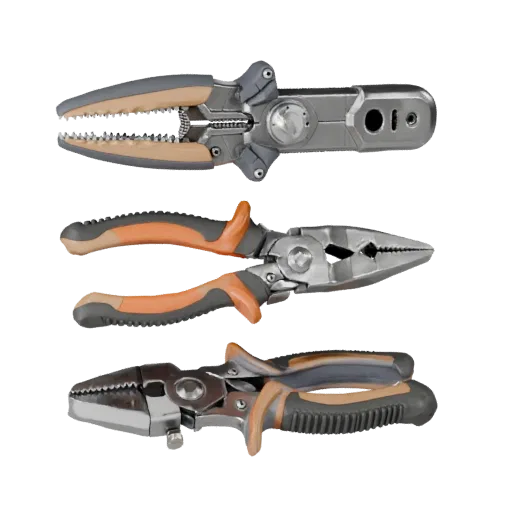 Insulated Pliers Product Viz 3D model, three-quarter studio product render, showing painted metal, clear grip zones.