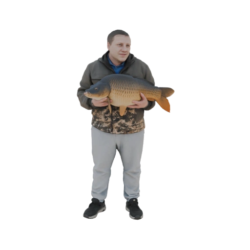 Man Holding Carp 3D Model