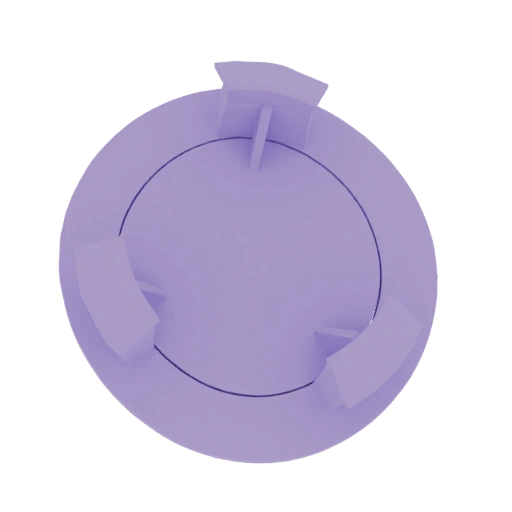 Purple Circular Object with Three Protrusions