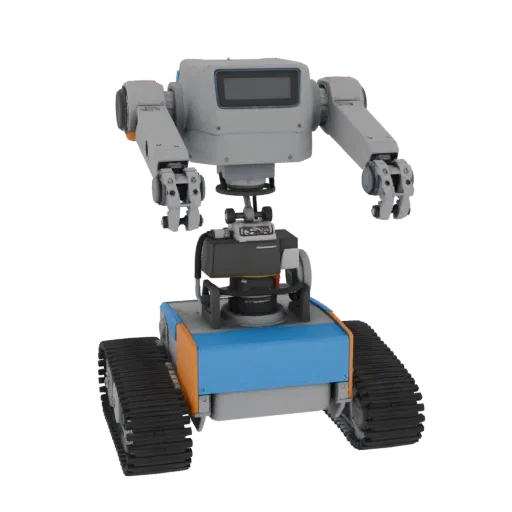 Research Service Robot Printable 3D model, isometric STL render, showing metal frames, robot form.