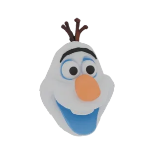 3D model of Olaf the snowman mask from the "Frozen" cartoon on a white background