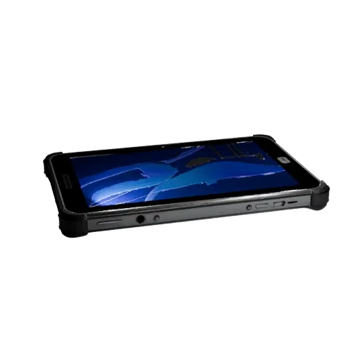 Modello 3D Smartphone Robusto, vista frontale a tre quarti, viewport Unity, che mostra schermi in vetro, proporzioni sottili