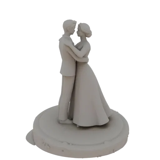 Romantic Couple Dance wedding cake topper 3D model, three-quarter display angle, hero collectible view