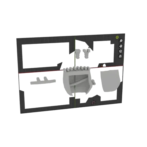3D model of a modular sci-fi corridor section with metallic walls, floor grates, and integrated lighting.