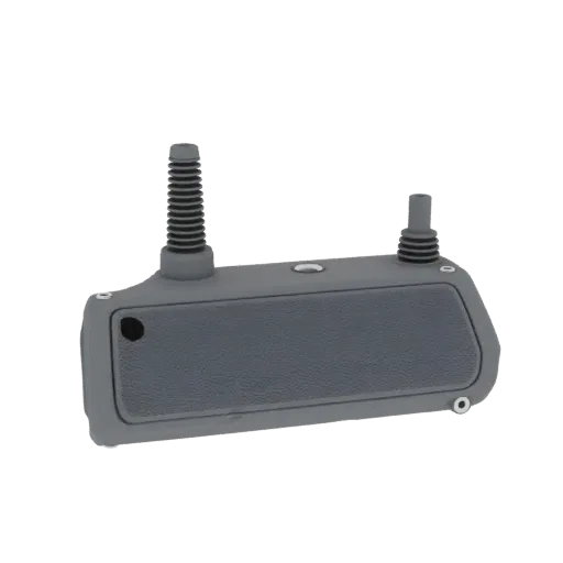 3D model of a rear right speaker adapter for Lexus LX470, gray, with two protruding parts on top.