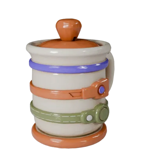 Cozy Mug Stylized 3D model, stylized isometric render, showing ceramic, recognizable everyday shapes.