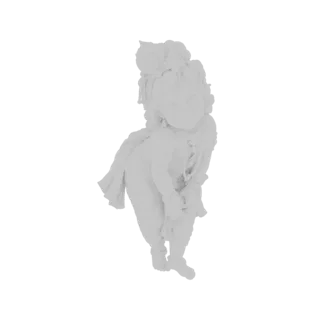 3D-Modell einer jungen Krishna-Statue mit Flöte, mit komplexen Details und einer anmutigen Pose, gerendert in einem hellgraue