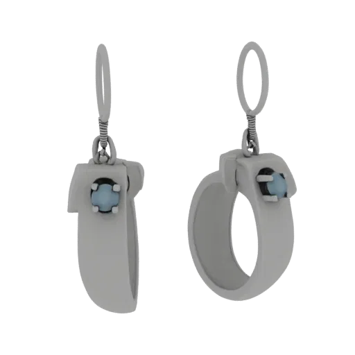 Hoop Style Earrings product viz 3D model, close-up hero shot, with clean topology and PBR shading on the earring.