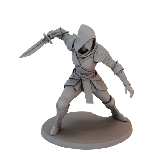 Medieval Elf Rogue Miniature STL - Attack